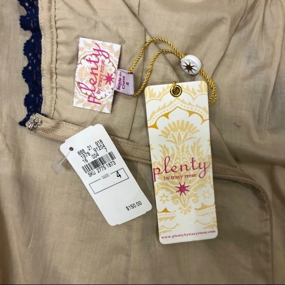 Plenty by Tracy Reece Embroidered Halter Top Boho Size 4 Tan Summer Top - Picture 8 of 10